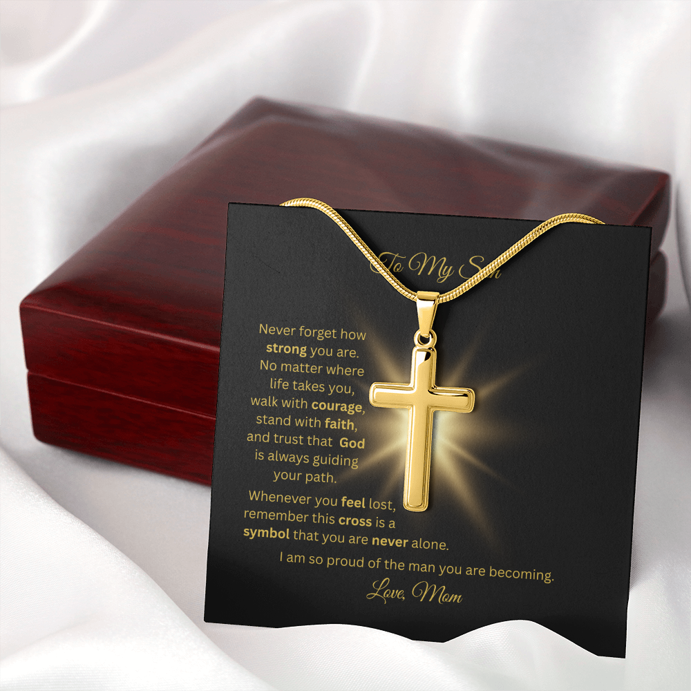 Personalized Cross Necklace with Snake Chain