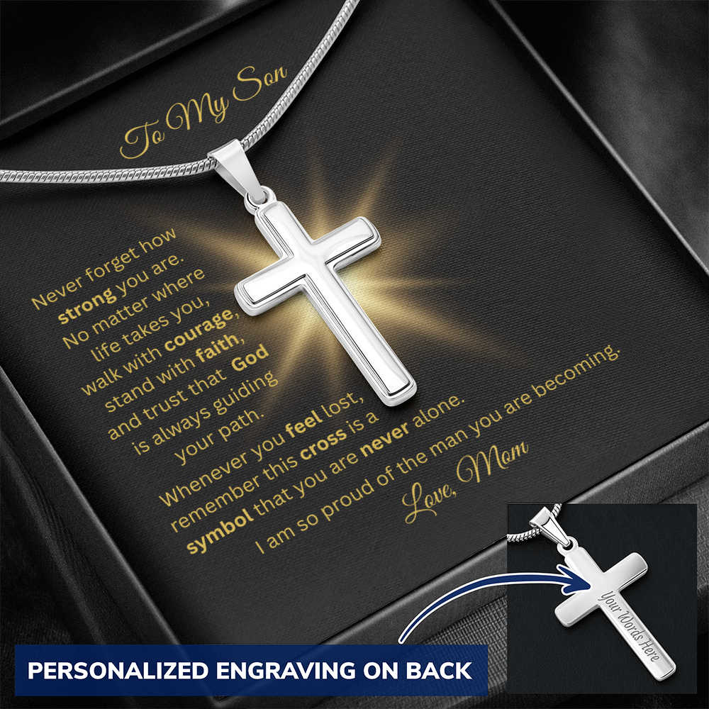 Personalized Cross Necklace with Snake Chain