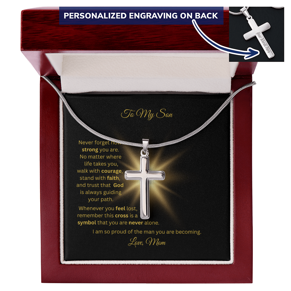 Personalized Cross Necklace with Snake Chain