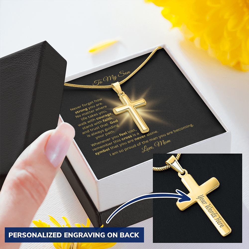 Personalized Cross Necklace with Snake Chain