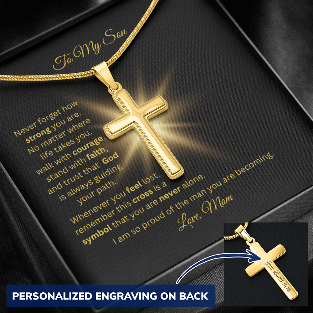 Personalized Cross Necklace with Snake Chain