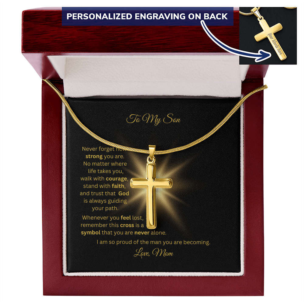 Personalized Cross Necklace with Snake Chain