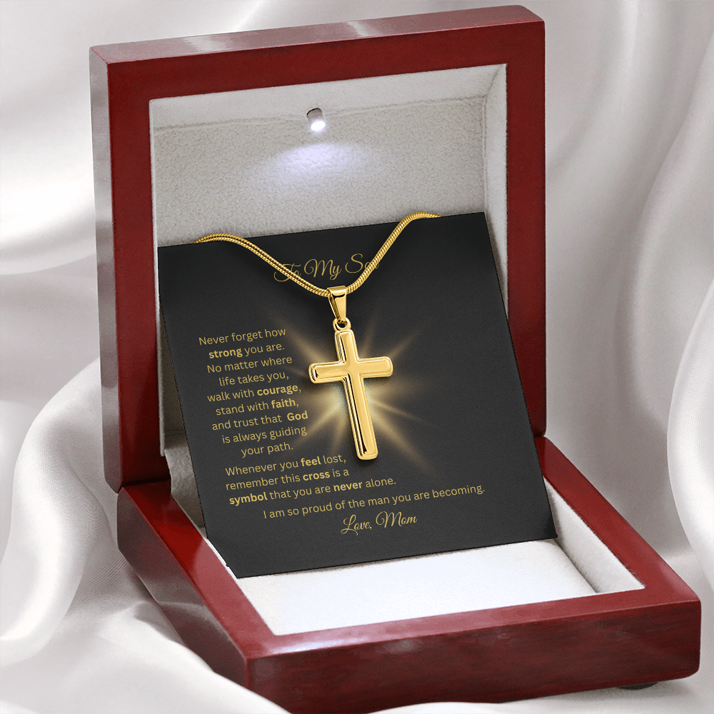 Personalized Cross Necklace with Snake Chain
